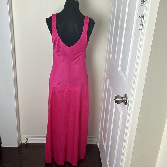 Vintage 80’s Y2K Pink Nylon Glam Rock Lace Nightgown Lingerie Size Medium - Picture 4 of 16